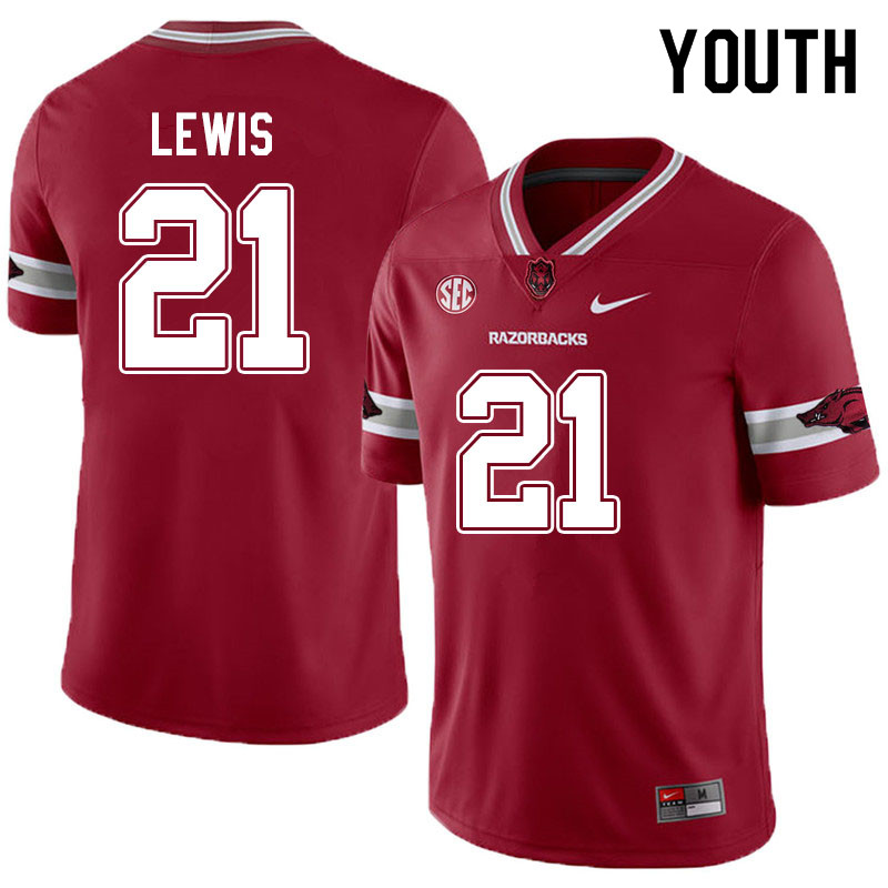 Youth #21 Jaylen Lewis Arkansas Razorbacks College Football Jerseys Sale-Alternate Cardinal